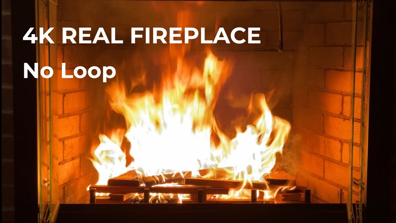 4K HD Fireplace No Loop | Intense Burning Flame