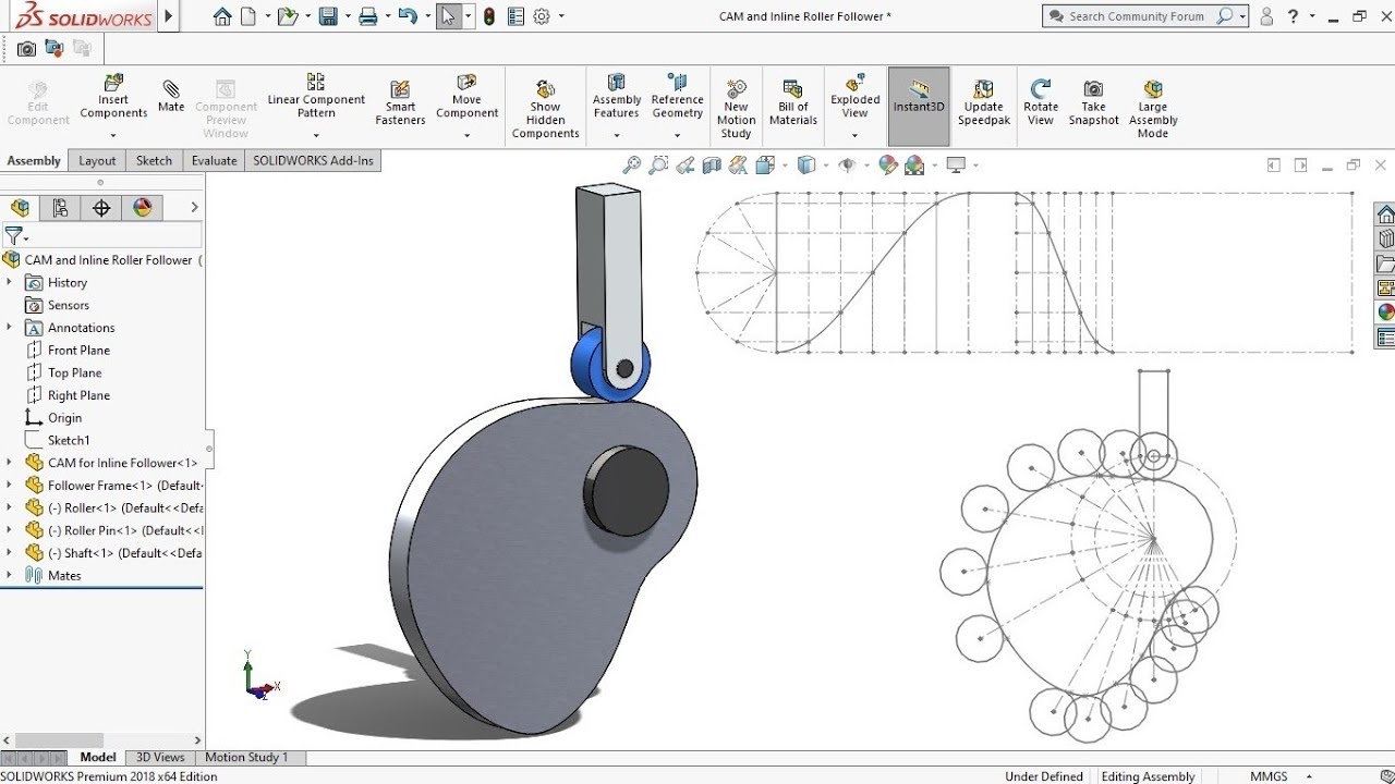 Cam profile design for inline roller follower in solidworks
