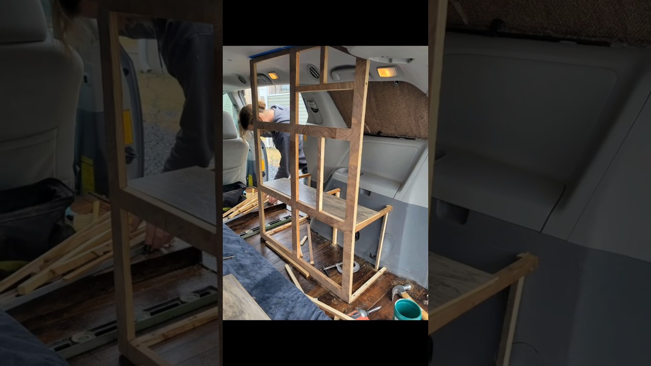 Building the futon and cabinets in my van. #vanlife #vanbuild #vanlifebuild #exploremore #customvan
