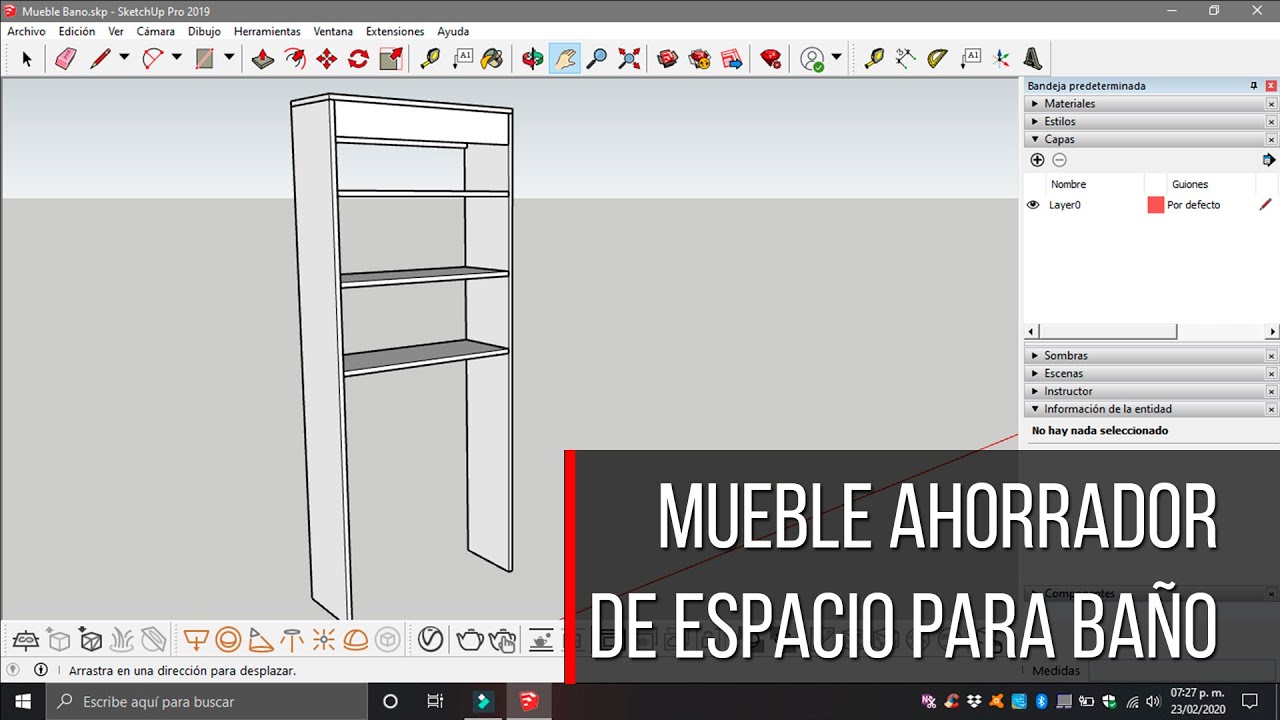 TC048 | Diseño de un Mueble ahorrador de espacio para baño en SKETCHUP