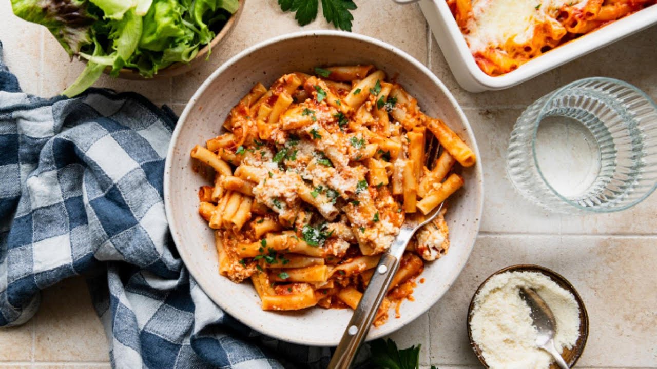 Dump and Bake 3 Cheese Baked Ziti