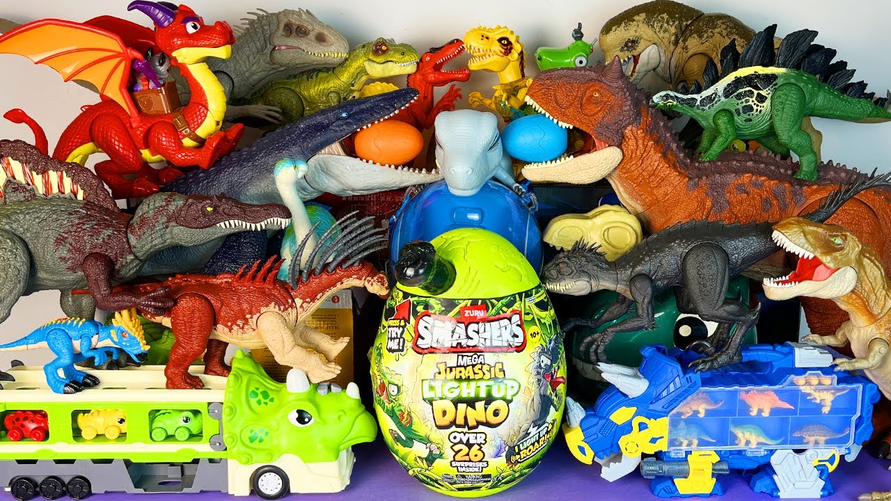 Jurassic World Unboxing Review Asmr Colorful Dinosaur T-rex Carnotaurus Triceratops Spino Stego Mosa
