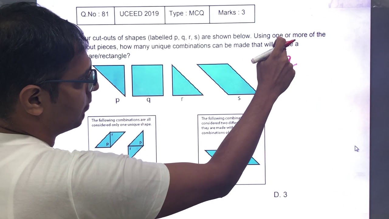UCEED 2019 Solved Paper - Solution for Question No. 81