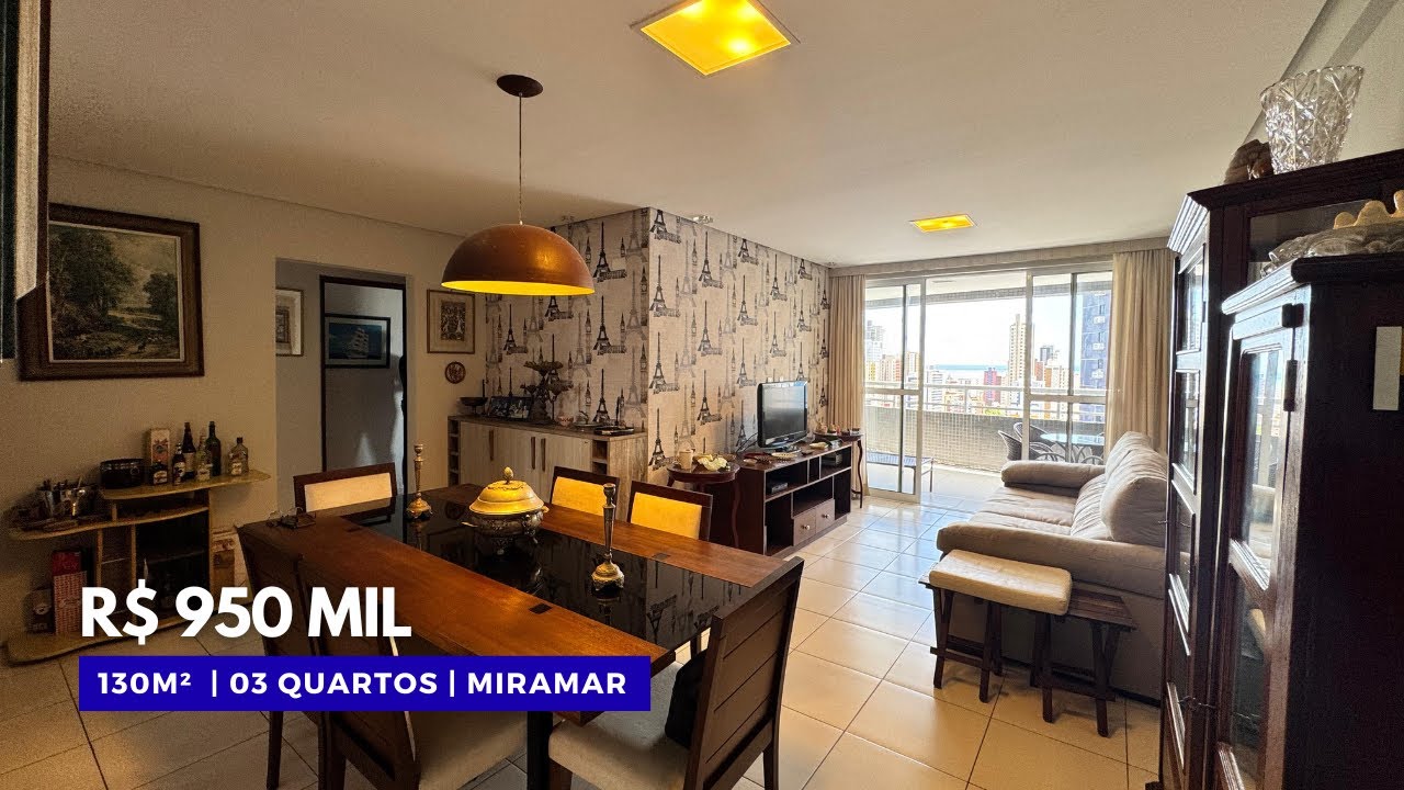 AMPLO APARTAMENTO PORTEIRA FECHADA COM 03 QUARTOS + DCE NO MIRAMAR