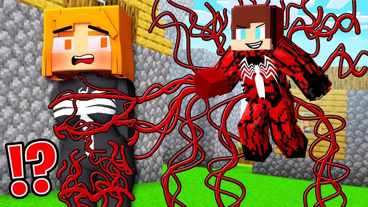 Джей-Джей превратился в Карнажа и заточил Веном Гёрл в Minecraft - Мейзен.