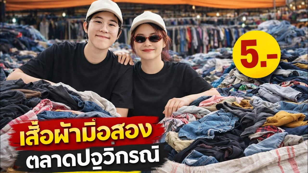 เสื้อผ้ามือสอง 5 บาท! ตลาดปัฐวิกรณ์ #เสื้อผ้ามือสอง | Verykaeเวรี่เก๋