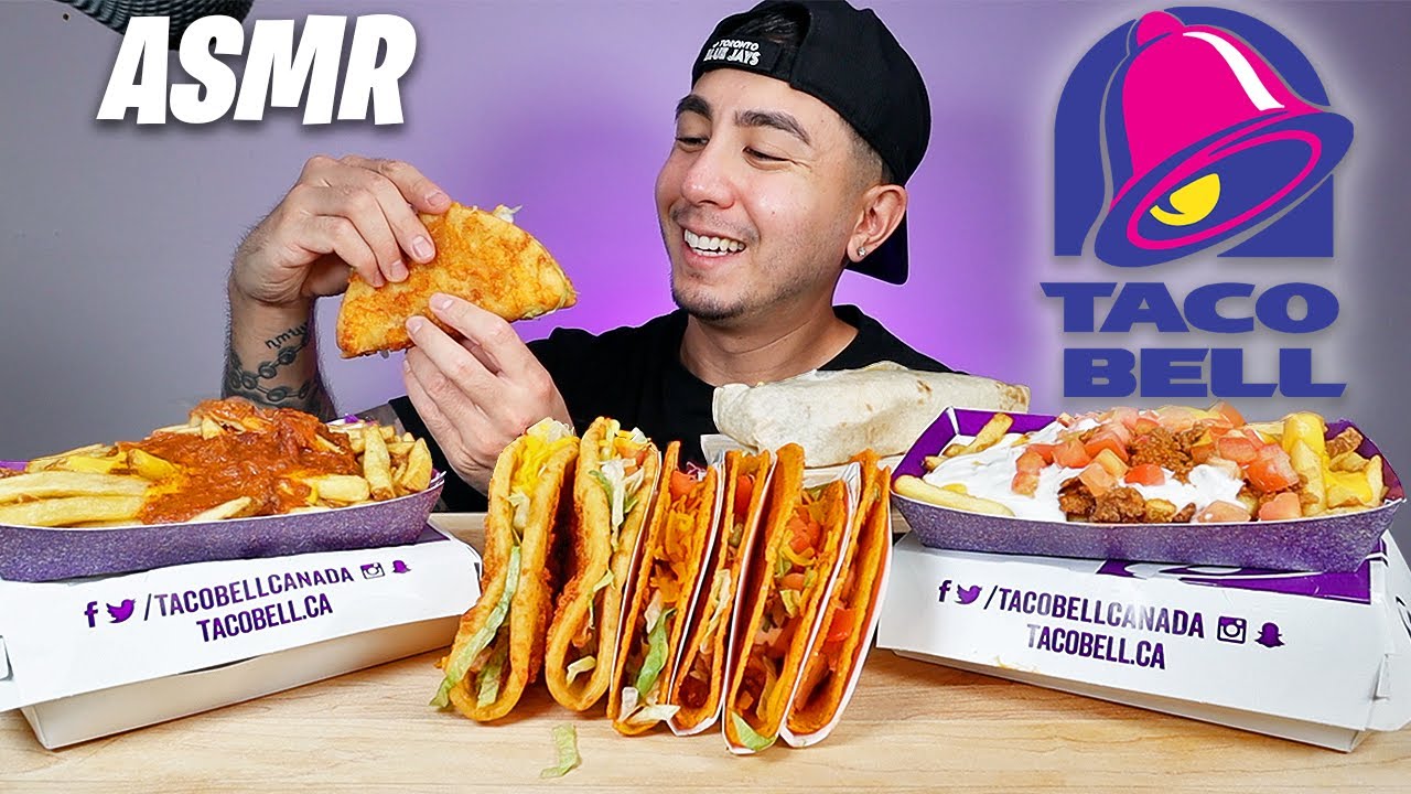 ASMR Toasted Cheddar Chalupas + Fries Supreme + Chilli Cheese Fries | TACO BELL Real Eating Sounds