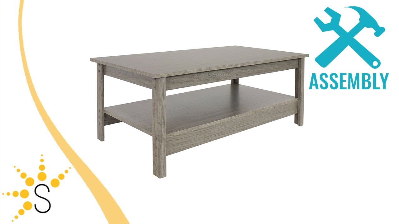 Sunnydaze Classic Coffee Table with Lower Shelf - Thunder Gray - 16