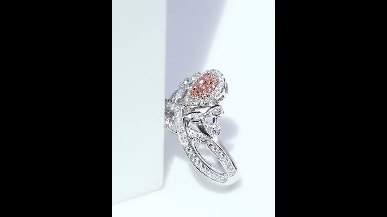 Pink Diamond Tiara Shape Statement Ring_zs777