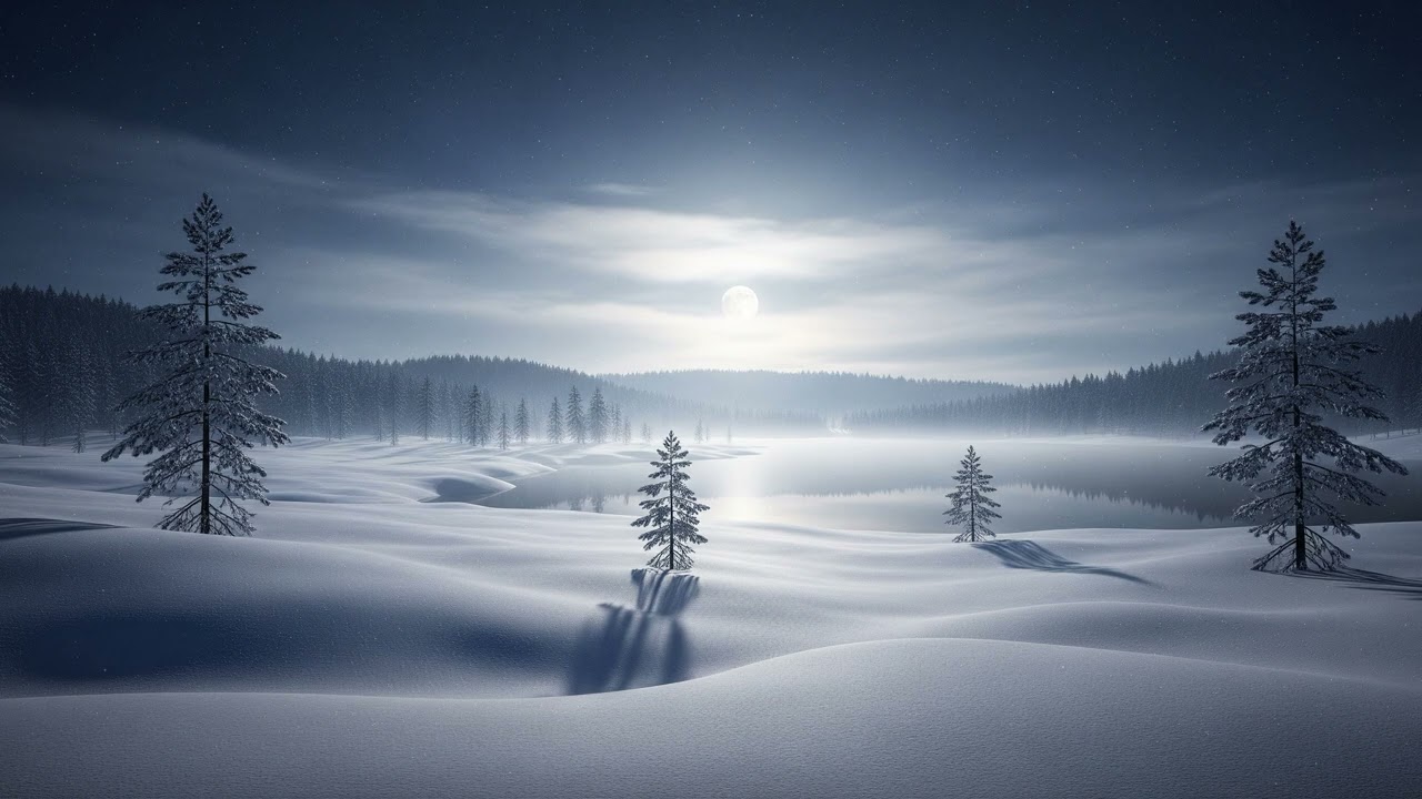 Moonlit Winter Silence ❄️ Deep Calm Landscape & Relaxing Music (5 HOURS)