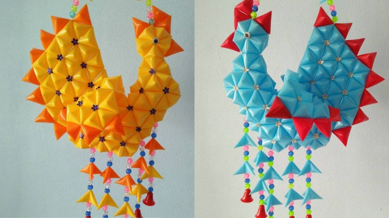โมบายไก่จากหลอดสวยๆทำได้ไม่ยาก  สำหรับแขวนประดับตบแต่ง DIY Chicken form Plastic Drinking straws.