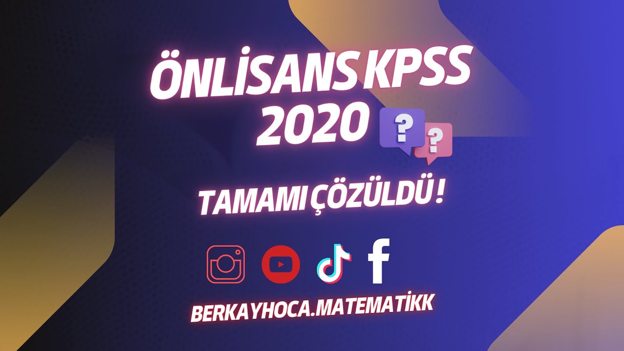 ÖNLİSANS KPSS 2020 SORULARI ÇÖZÜLDÜ ! 1 KAĞIT 1 KALEMLE GEL !