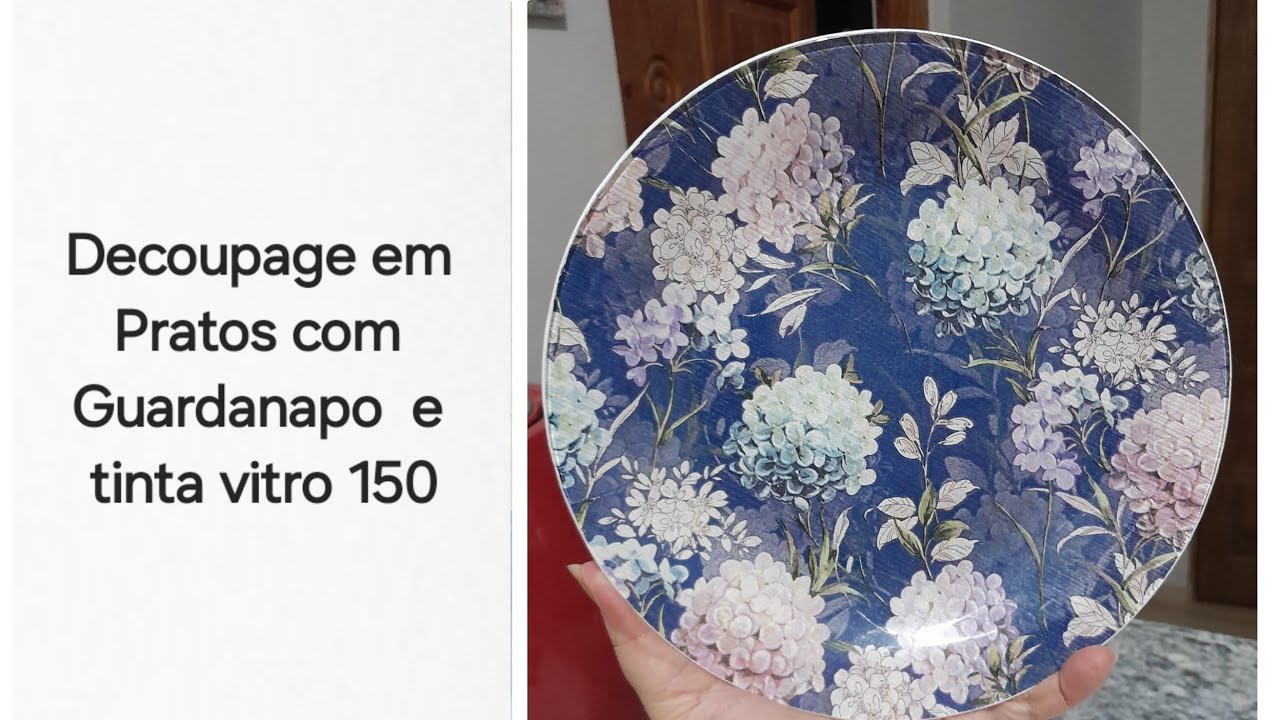 Decoupage em pratos com guardanapo e tinta vitro 150,pode ser usado e lavado normalmente.