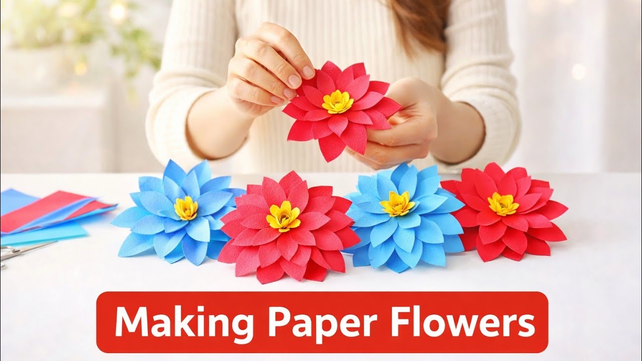 Easy flower making with paper /diy paper crafts ideas #diy #craft #art #flowercraft 🥰