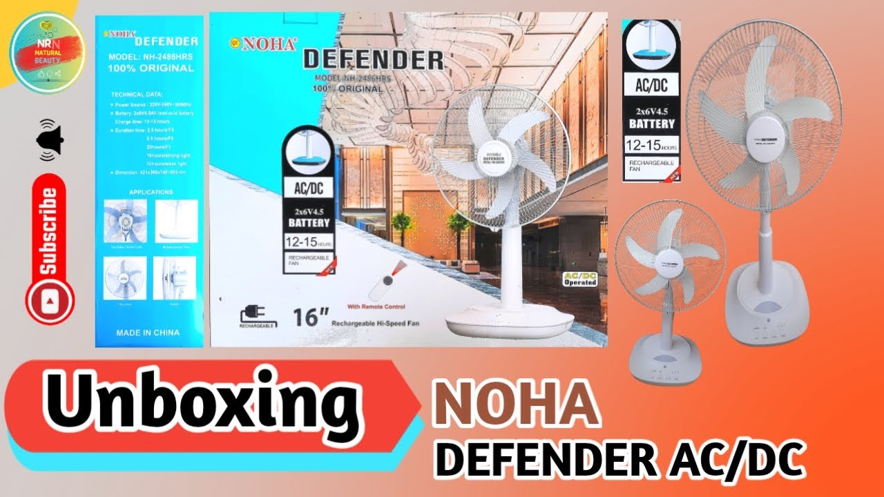 Unboxing NOHA DEFENDER AC/DC Rechargeable Fan Model NH-2486HRS #fan #noha #rechargeabletablefan