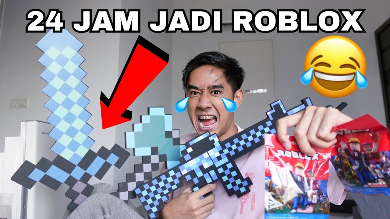 24 JAM JADI ROBLOX 😂 AKU BELI MAINAN ROBLOX 😝