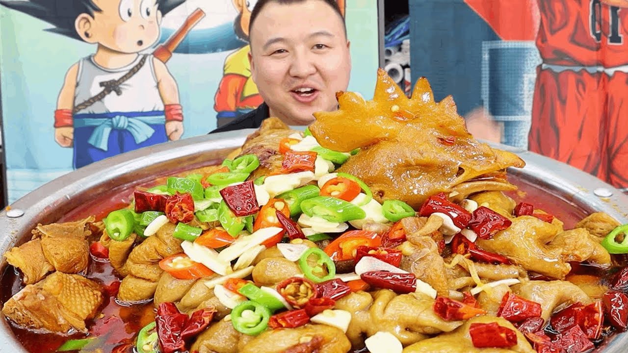 Тушенная курица с свиной кишкой, редкий вкусный комбинированный пряный рецепт | Мукбанг