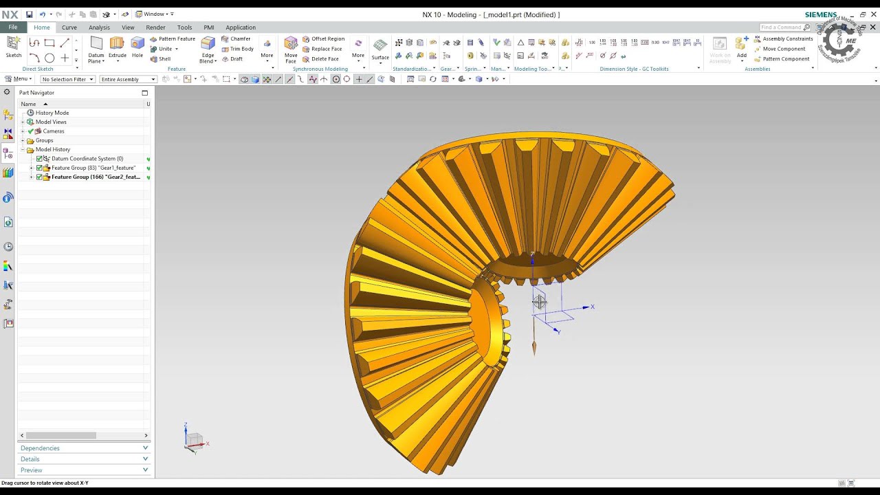 Siemens PLM NX GC Toolkit - Bevel Gear Modeling