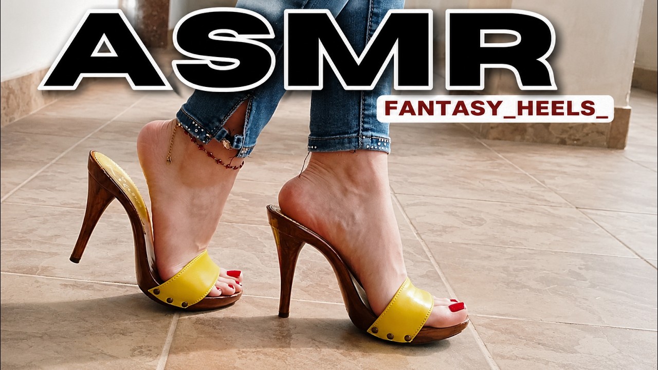 Kiara Shoes 12cm Yellow Wooden Clogs | Walking Outdoors In High Heels 🌟 FANTASY HEELS  🌟