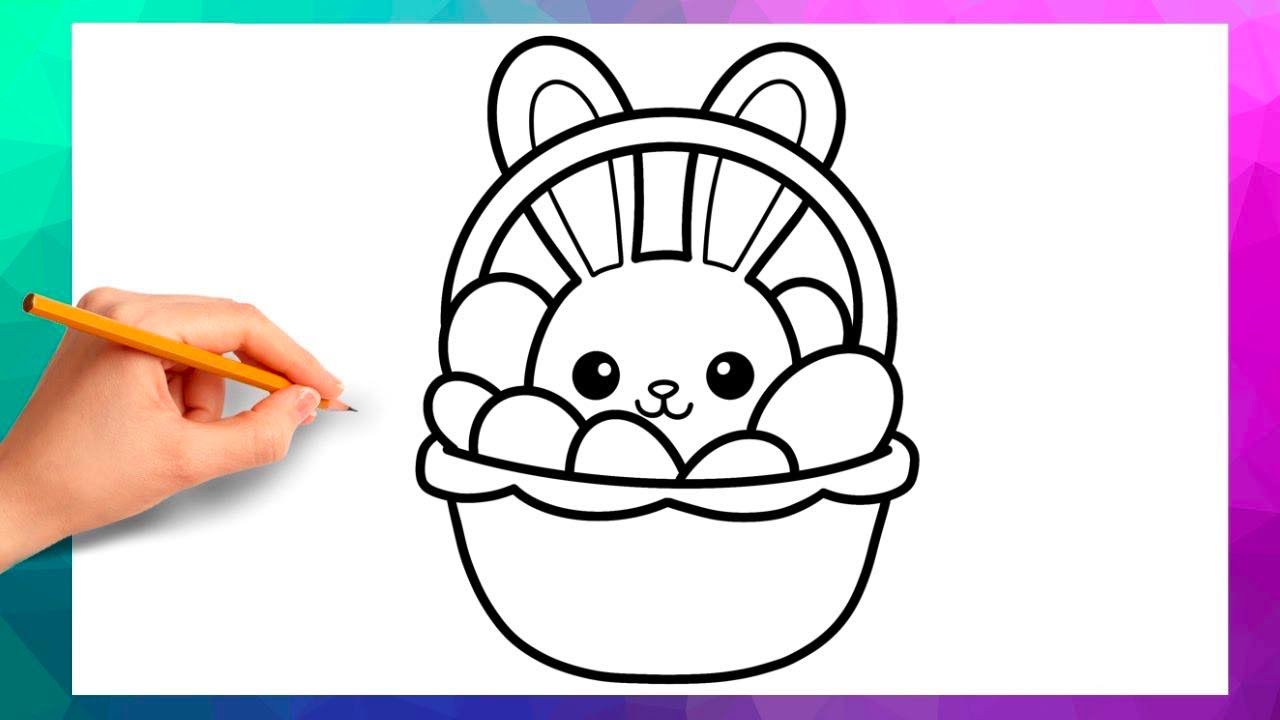Deseneaza un IEPURAS de PASte si un COS cu OUA de PASTE 🐰 Pas cu Pas Usor de Desenat
