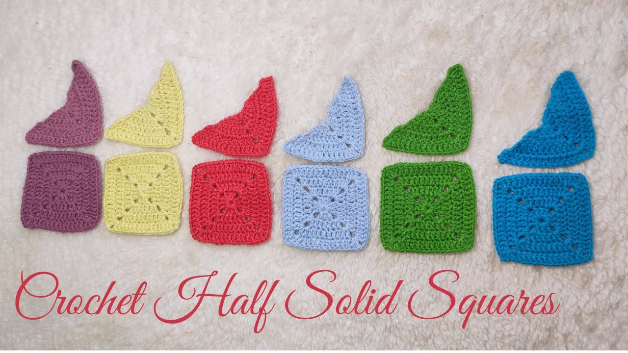 HOW TO CROCHET A PERFECT HALF SOLID GRANNY SQUARE, EASIEST CROCHET TRIANGLE PATTERN, ALL KEY POINTS