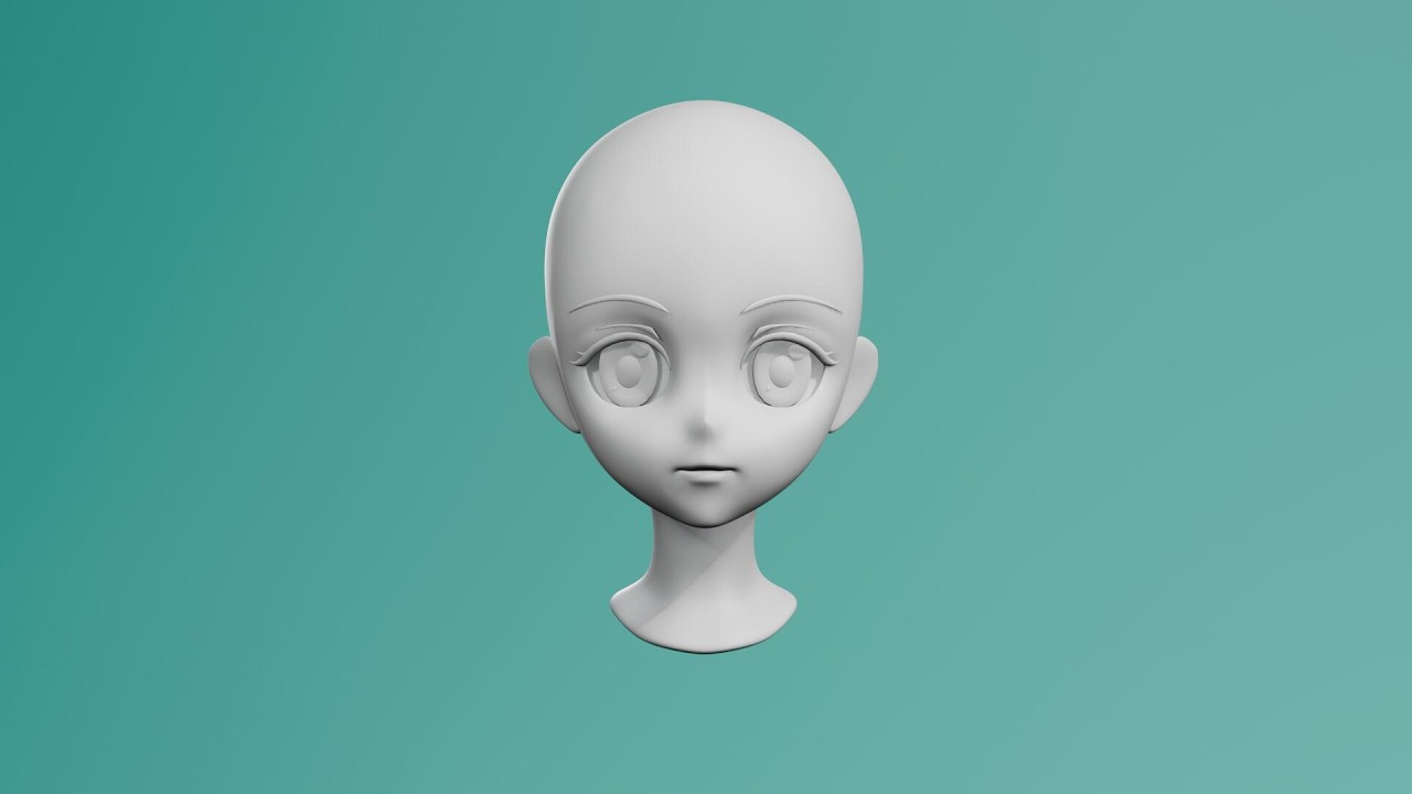 Stylized Anime Girl Head Base Mesh 3D Model