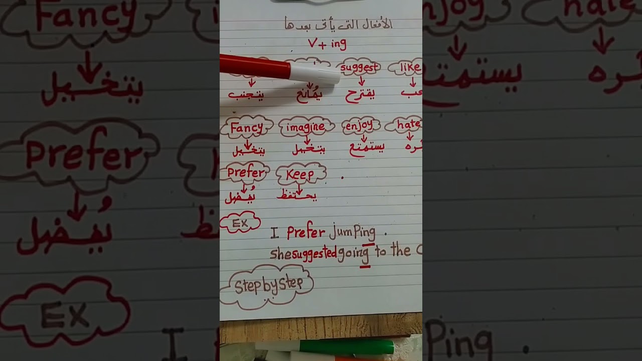 أفعال بييجى بعدها الفعل مضاف له ing 🤔