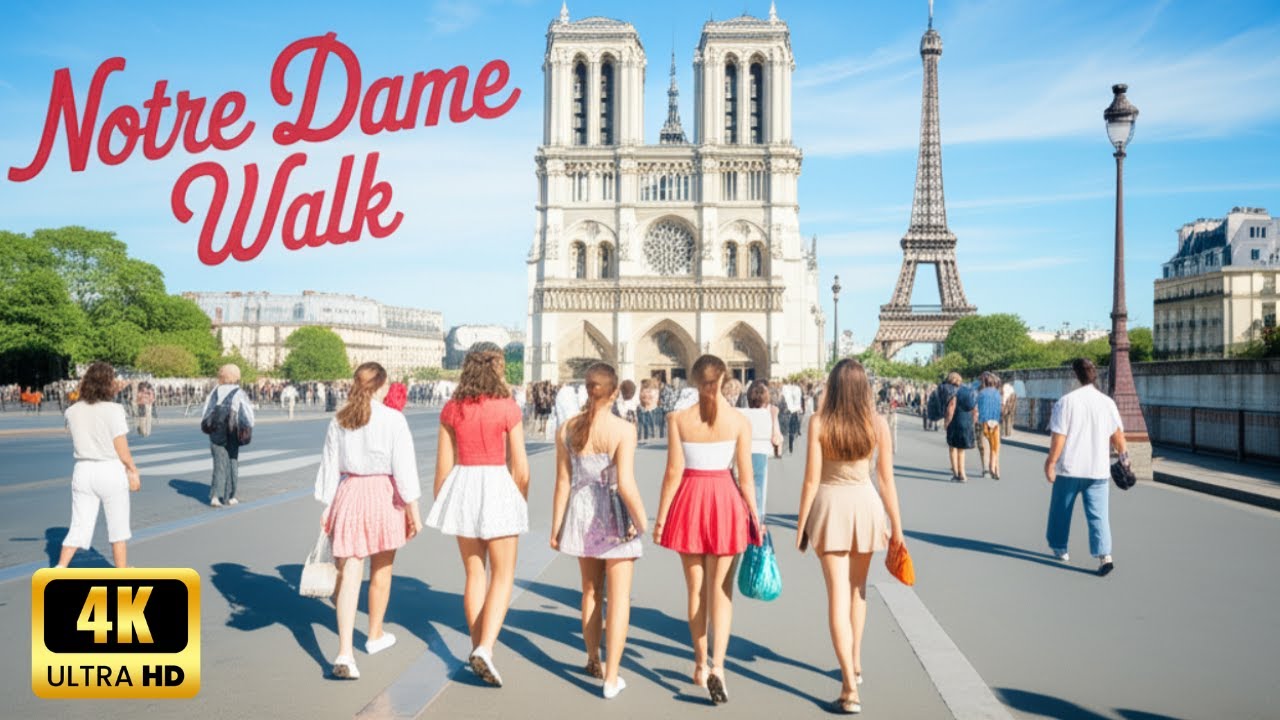 Paris Summer 2025: 4K HDR Walk from Notre Dame to Eiffel Tower