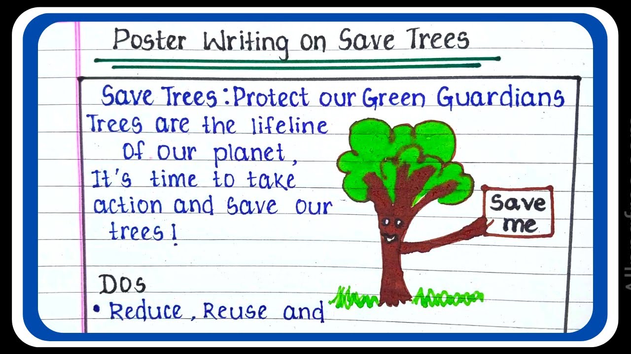 Poster writing on save trees | poster making on save trees easy