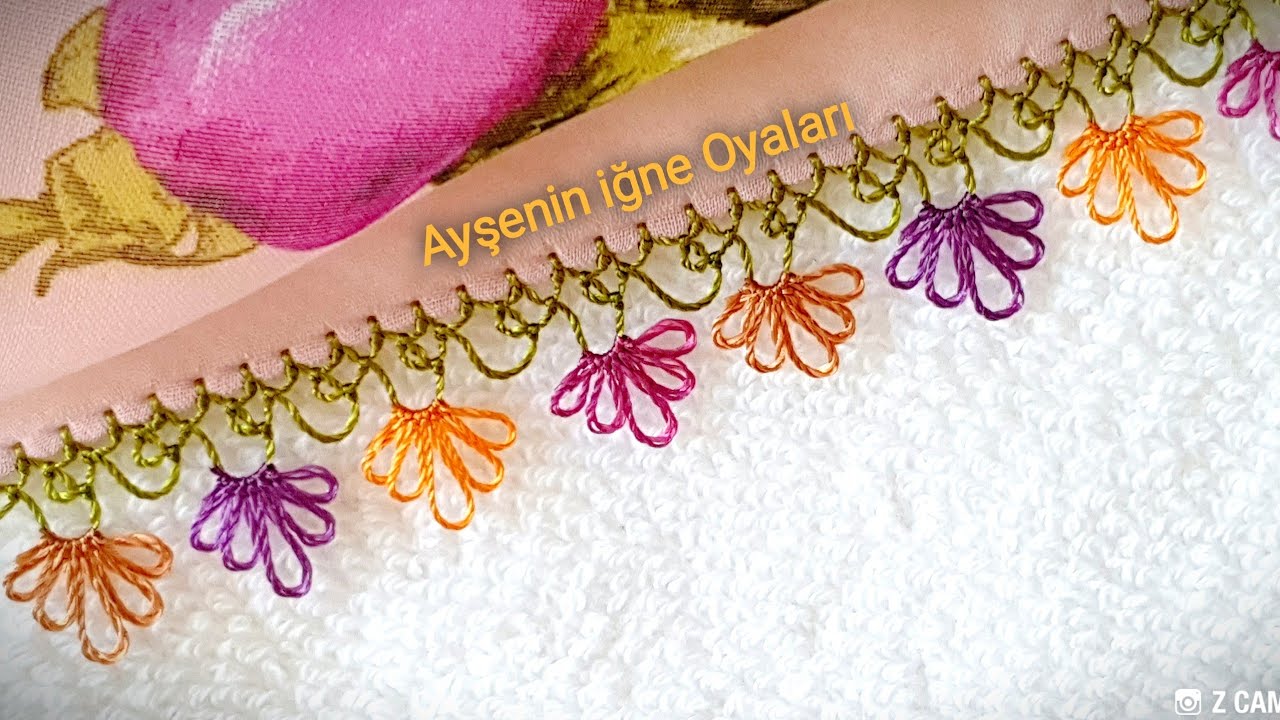Çiçekli yazmaya çıtı pıtı kolay ve gösterişli iğne Oyası modeli anlatımlı yapılışı