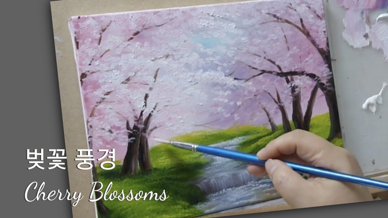 벚꽃 그리기 | How to paint Cherry Blossoms | Spring Landscape | Oil painting | 벚꽃 그림
