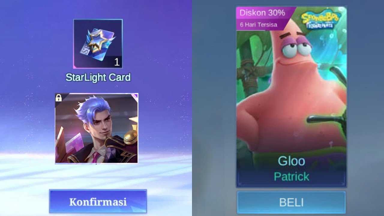 SKIN GLOO PATRICK DI JUAL DI SHOP DISKON 30% + GACHA STARLIGHT CARD DESEMBER FREDRINN
