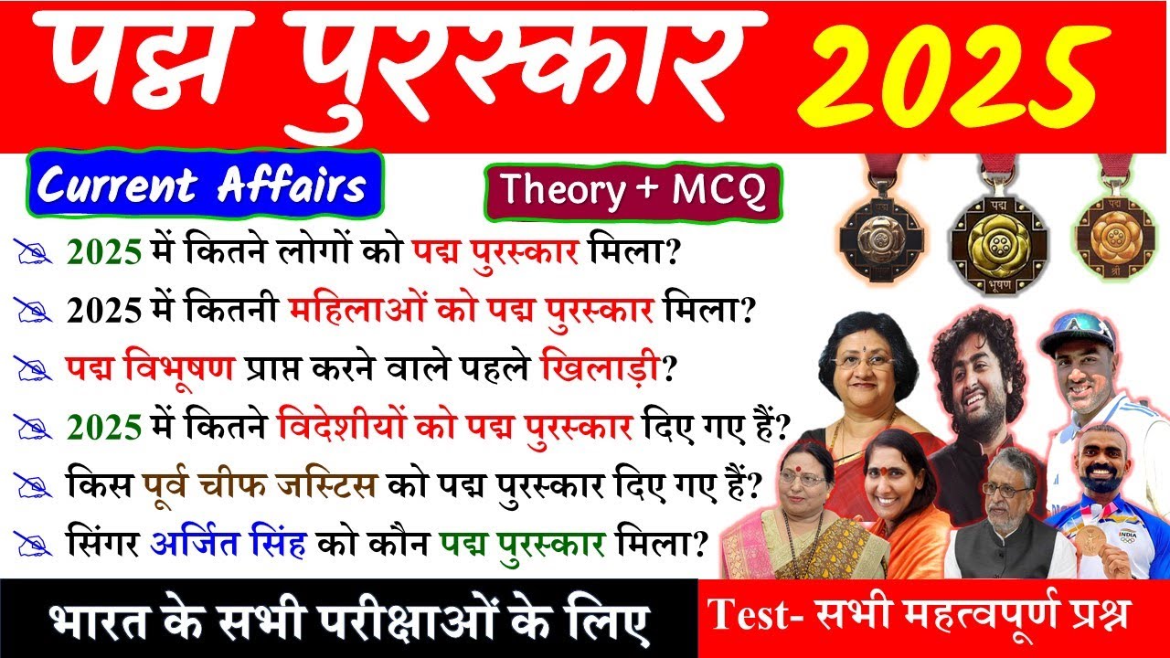 पद्म पुरस्कार 2025 GK | Padma Puraskar 2025 | Padma Awards 2025 | Current Affairs 2025 | Gk Trick