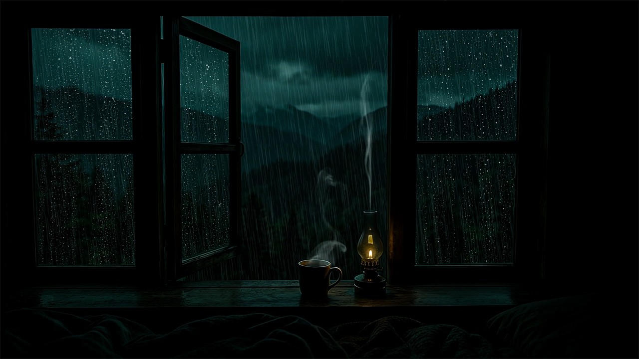 Peaceful Rainy Night with Warm Light in Bedroom | Quiet for Relaxation and Sleep