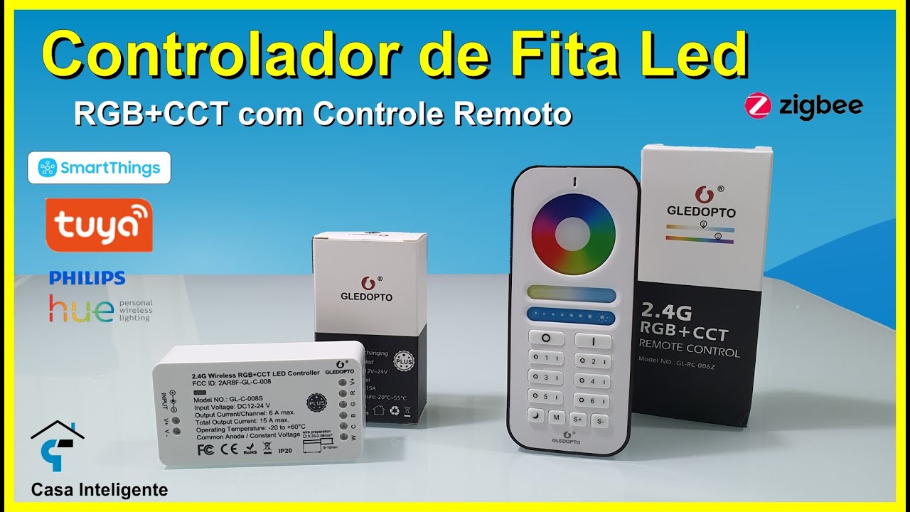 Controlador de Fita Led Zigbee com controle remoto - SMARTTHINGS, PHILIPS HUE, ECHO STUDIO