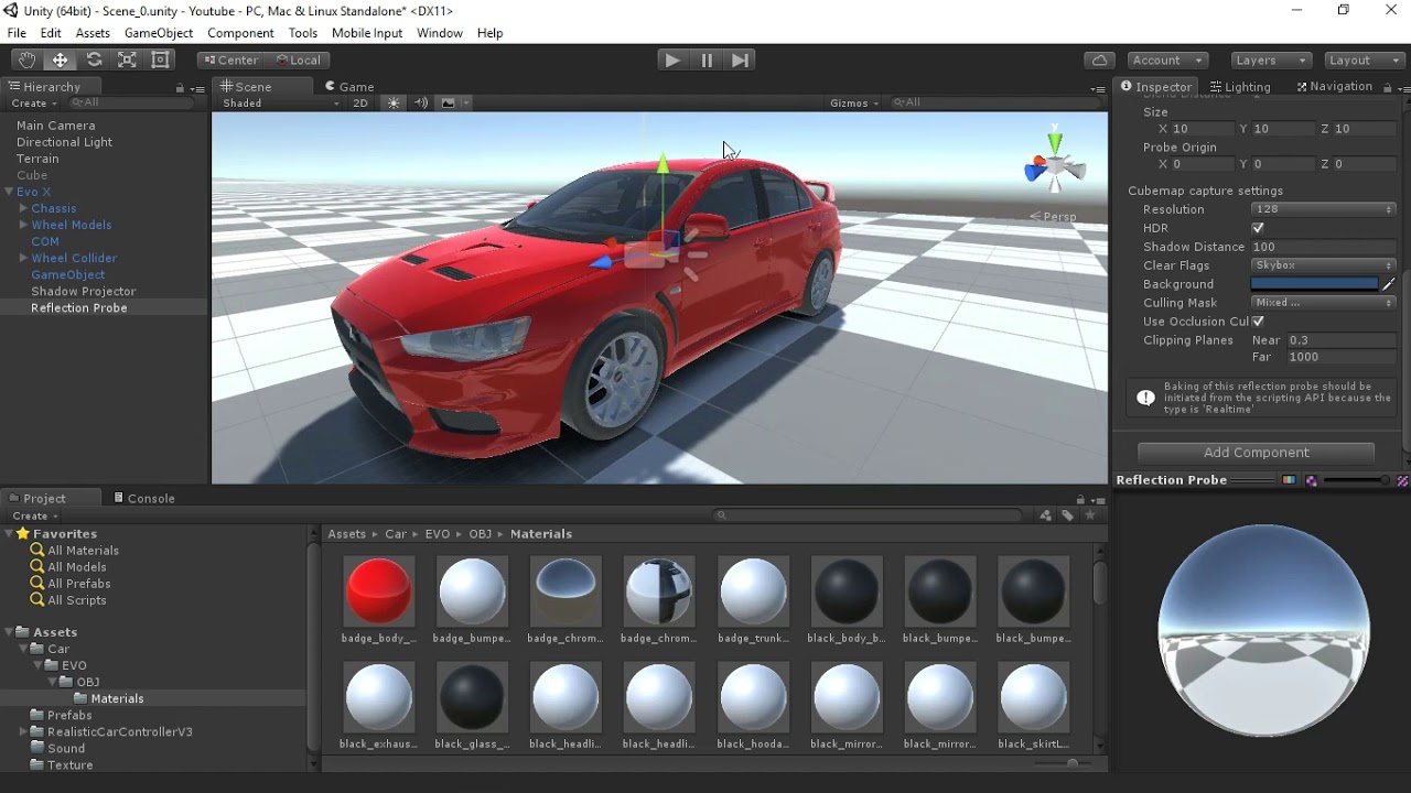 How to add car reflection in unity3d (Reflection Probes)