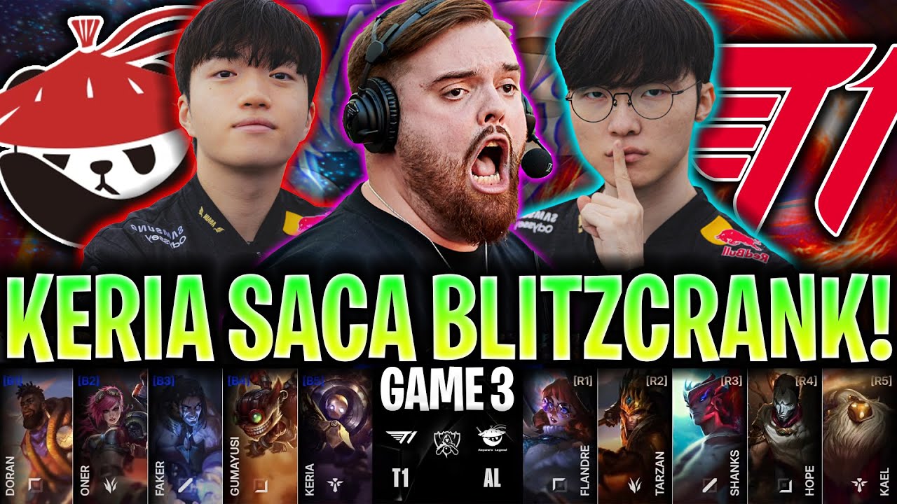 KERIA PRIMER BLITZCRANK DEL MUNDIAL! 😱CASTEO IBAI!🔥 | AL vs T1 Game 3 WORLDS 2025 CUARTOS IBAI