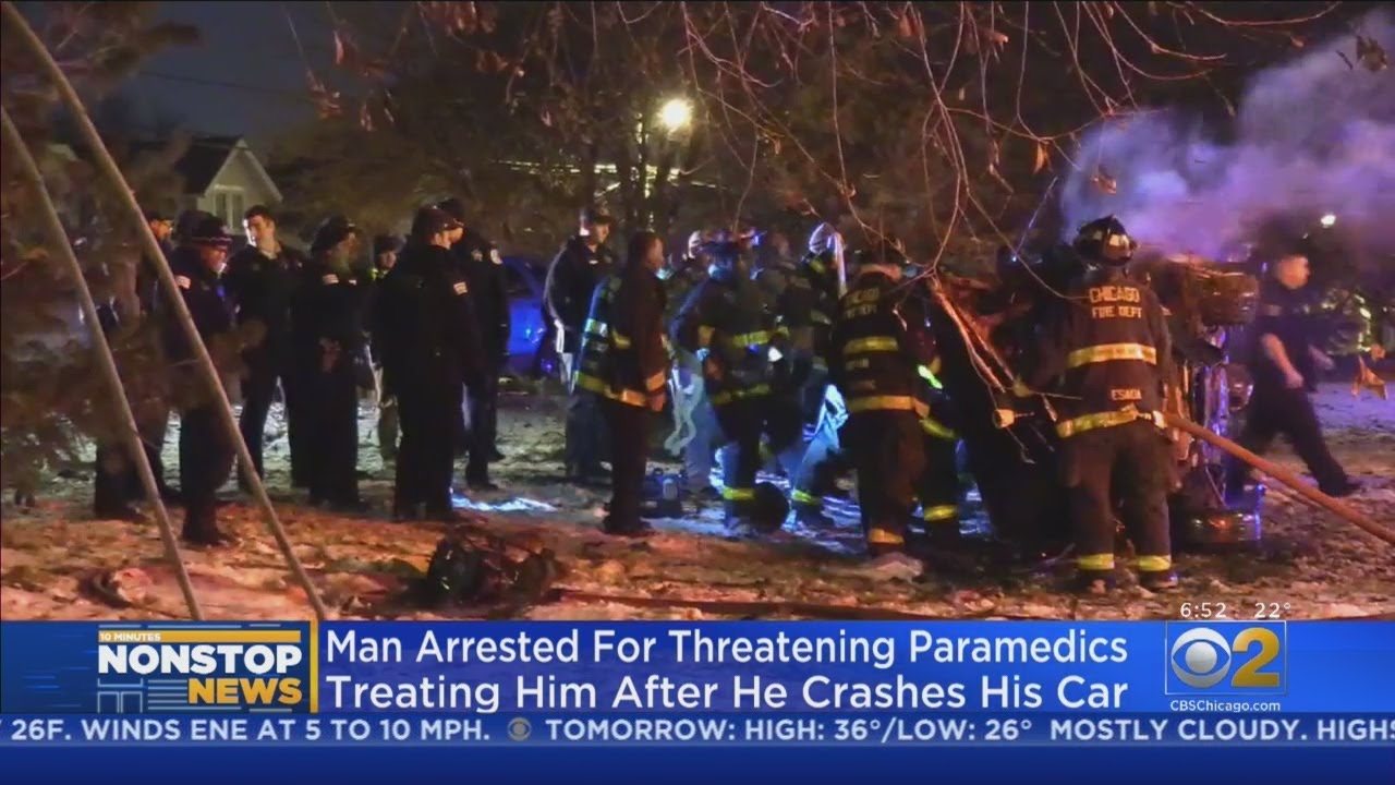 Driver Arrested For Threatened Paramedics Treating Him After He Crashes His Car