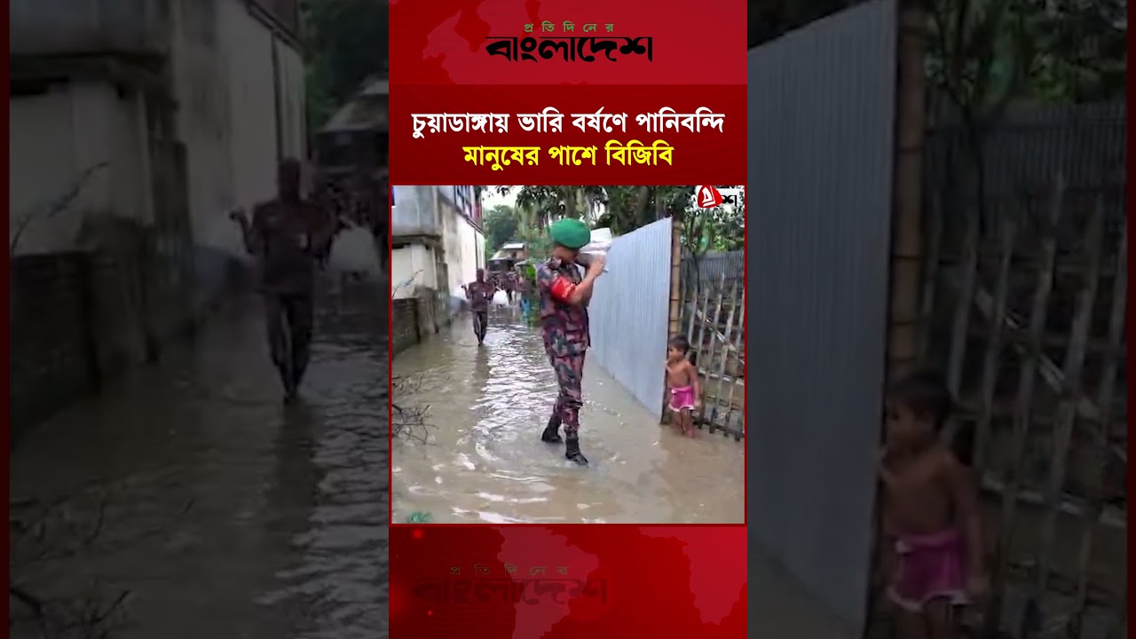 চুয়াডাঙ্গায় ভারি বর্ষণে পানিবন্দি মানুষের পাশে বিজিবি | Protidiner Bangladesh