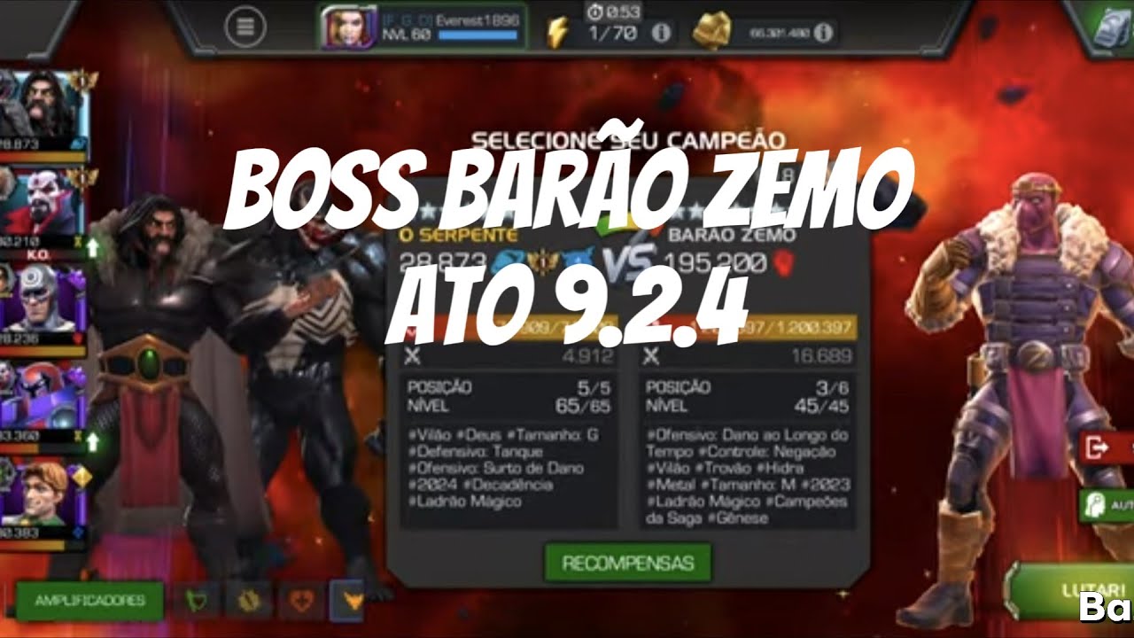ATO 9.2.4 Boss Bar&atilde;o Zemo! Marvel Torneio de Campe&otilde;es.