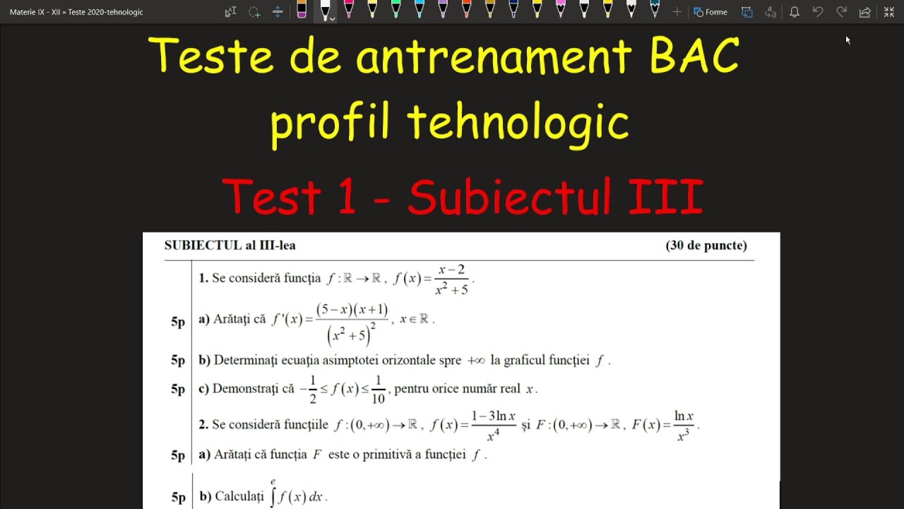 Bacalaureat Test 1 Subiect III model profil tehnologic (Invata Matematica Usor-Meditatii Online)