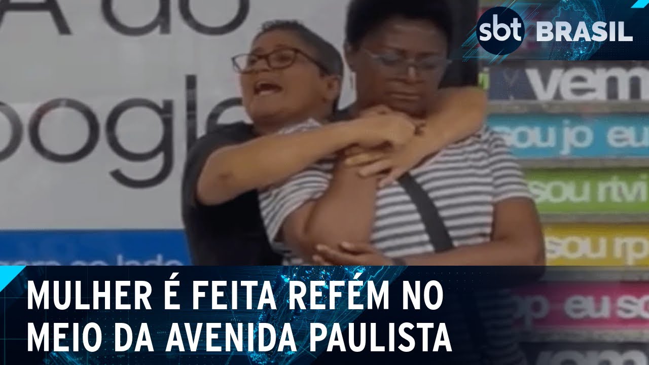 Com faca no pescoço, mulher é feita refém em ponto de ônibus na Paulista | SBT Brasil (09/12/24)