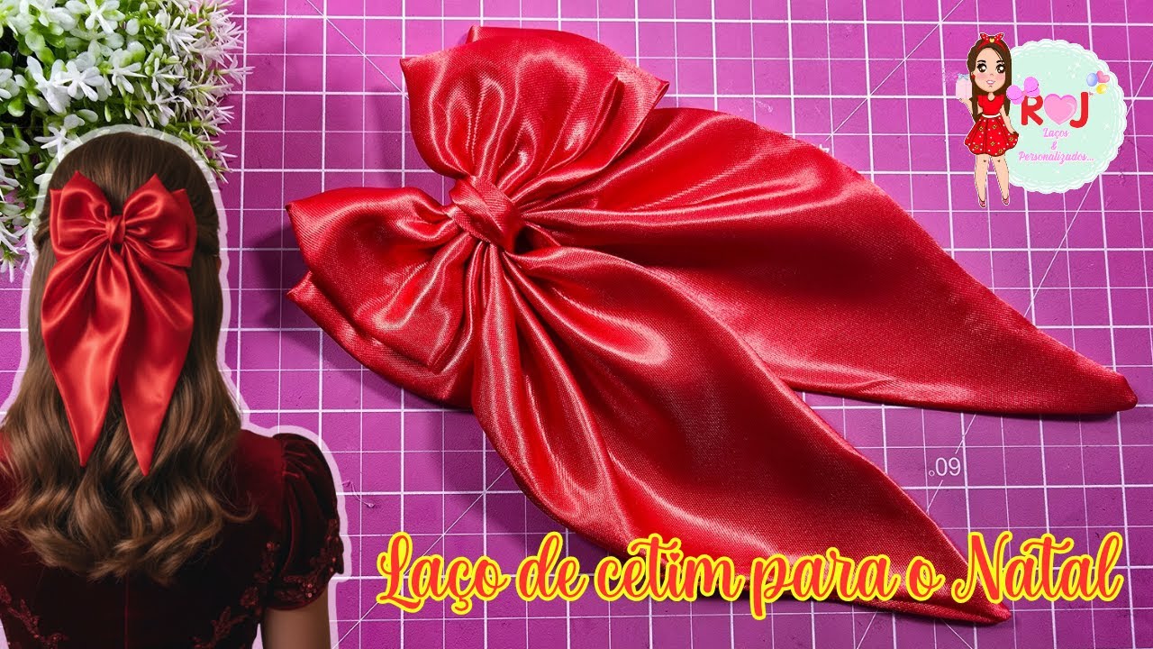 Laço de cetim com pontas para o Natal/laço de festa/Laço coquette 