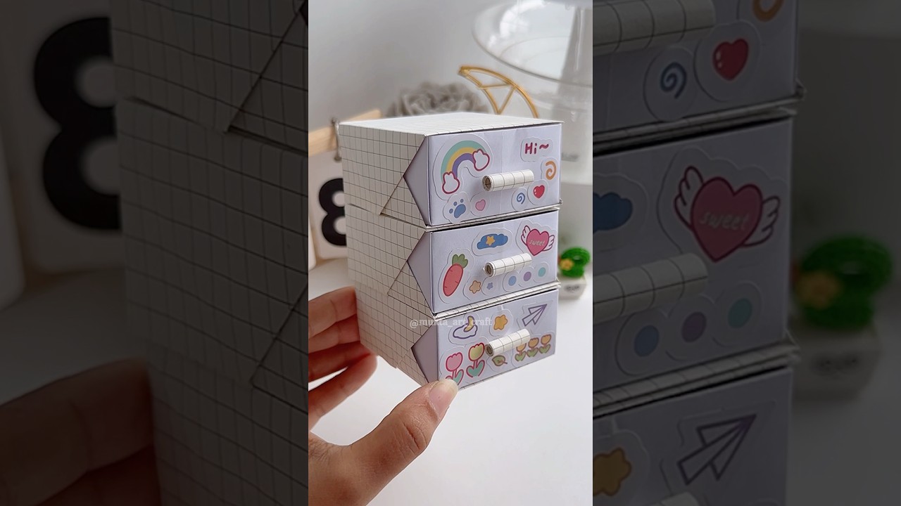 🗄️DIY 3-tier Paper Cabinet Easy ✨ #shorts #art #diy #craft #youtubeshorts