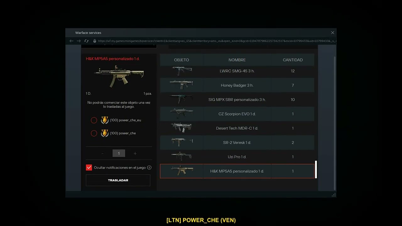 Arma Ingeniero y Sniper Inventario Wed al 28-02-2026