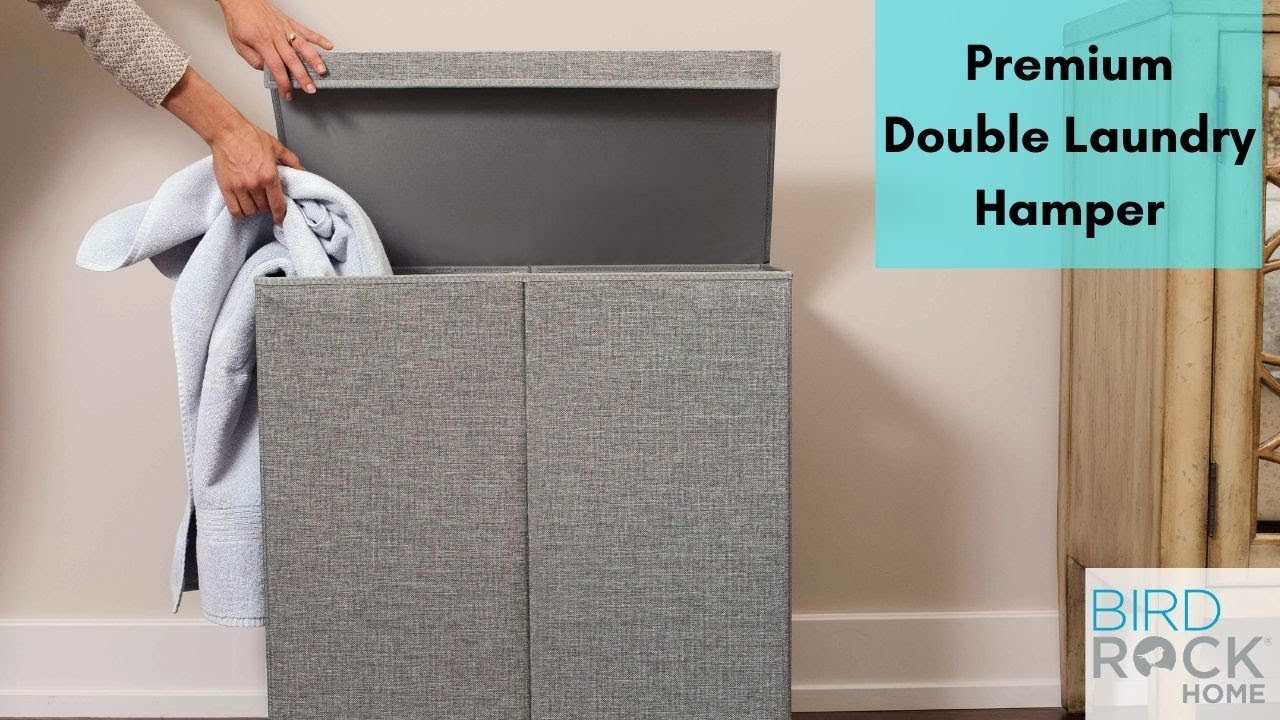 BirdRock Home Premium Double Laundry Hamper with Lid and Removable Liners