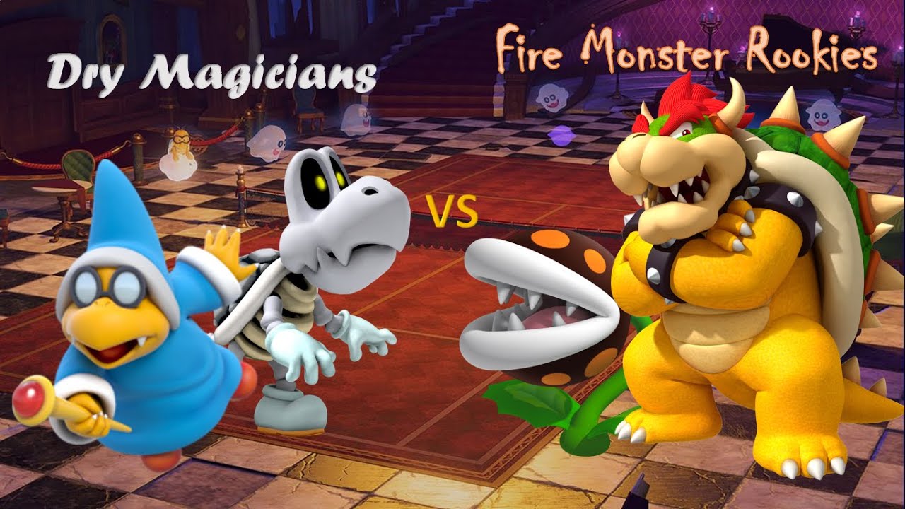Mario Tennis Aces - Kamek and Dry Bones vs Bowser and Fire Piranha Plant