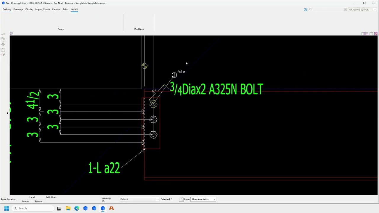SDS tip: Material Callout works on holes and bolts