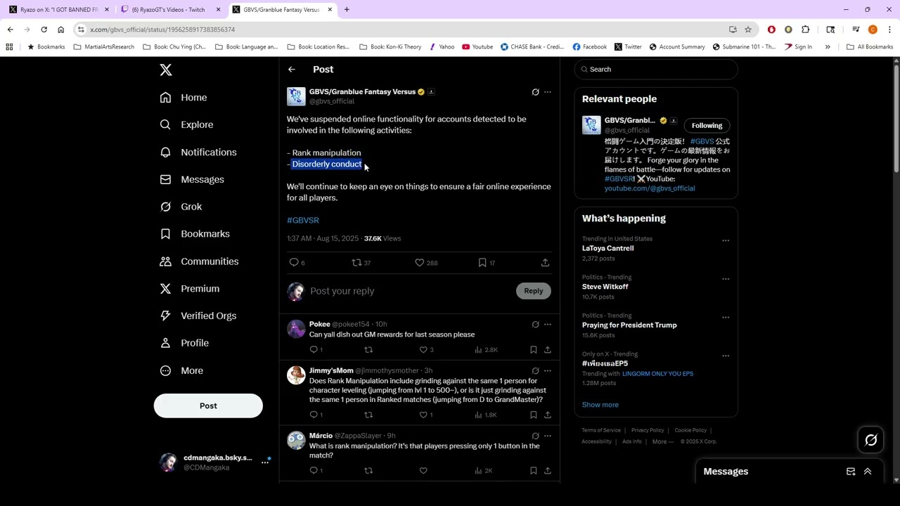 RYAZO GOT BANNED FROM GRANBLUE RANKED?