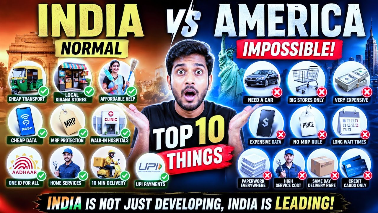 10 Things Normal in India but Impossible in USA 🇮🇳 vs 🇺🇸 | ఇండియాలో సాధారణం కానీ అమెరికాలో అసాధ్యం!